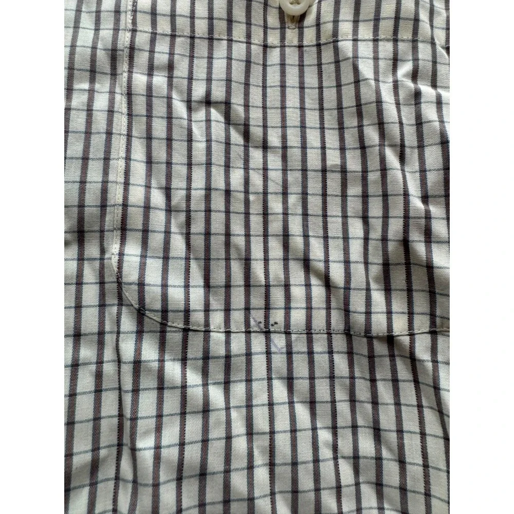 Yves Saint Laurent YSL Check Long-Sleeve Button-Up Shirt Off-White Mens Size L